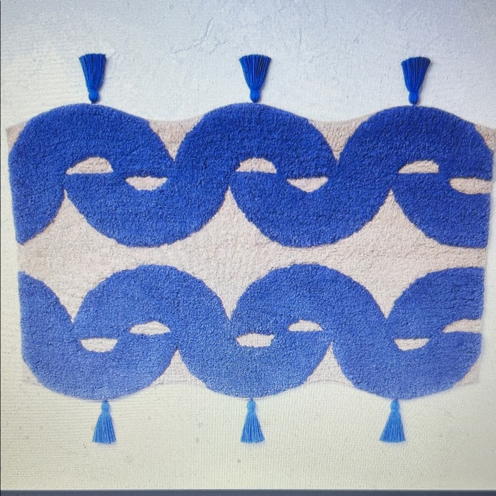 Opalhouse Jungalow 100% Cotton Concentric Wave Blue Bath Rug , Blue/Cream - Picture 2 of 11
